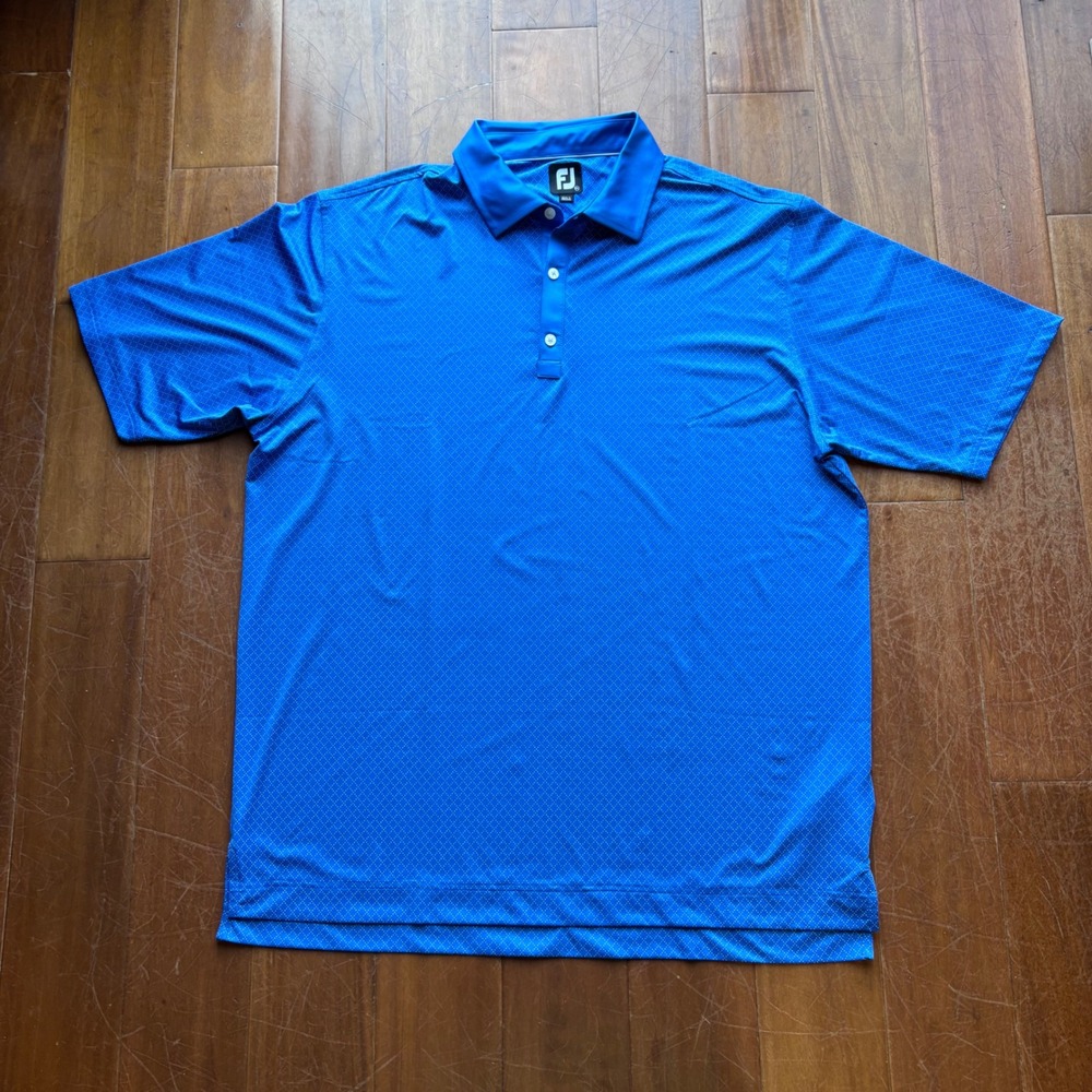 FootJoy Golf Polo-Sporty Casual-Country Club- Blue Micro Dot Print-Size‎ 2XL